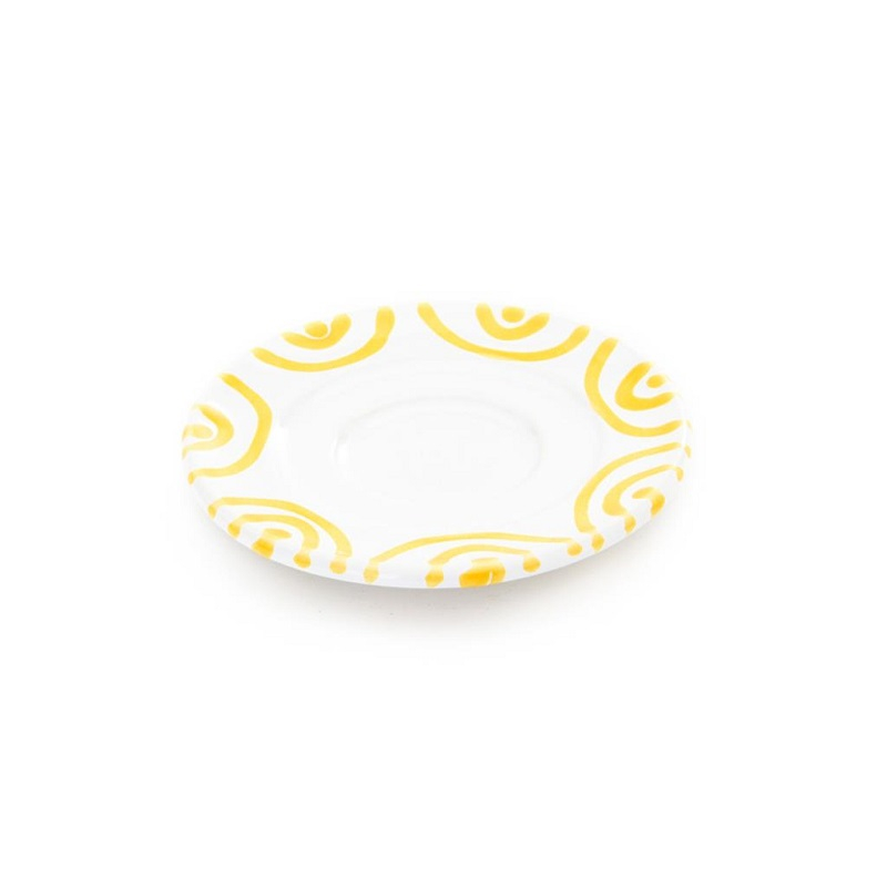 Gmundner Keramik Gelbgeflammt Mokka-/Espresso-Untertasse Gourmet d: 11 cm