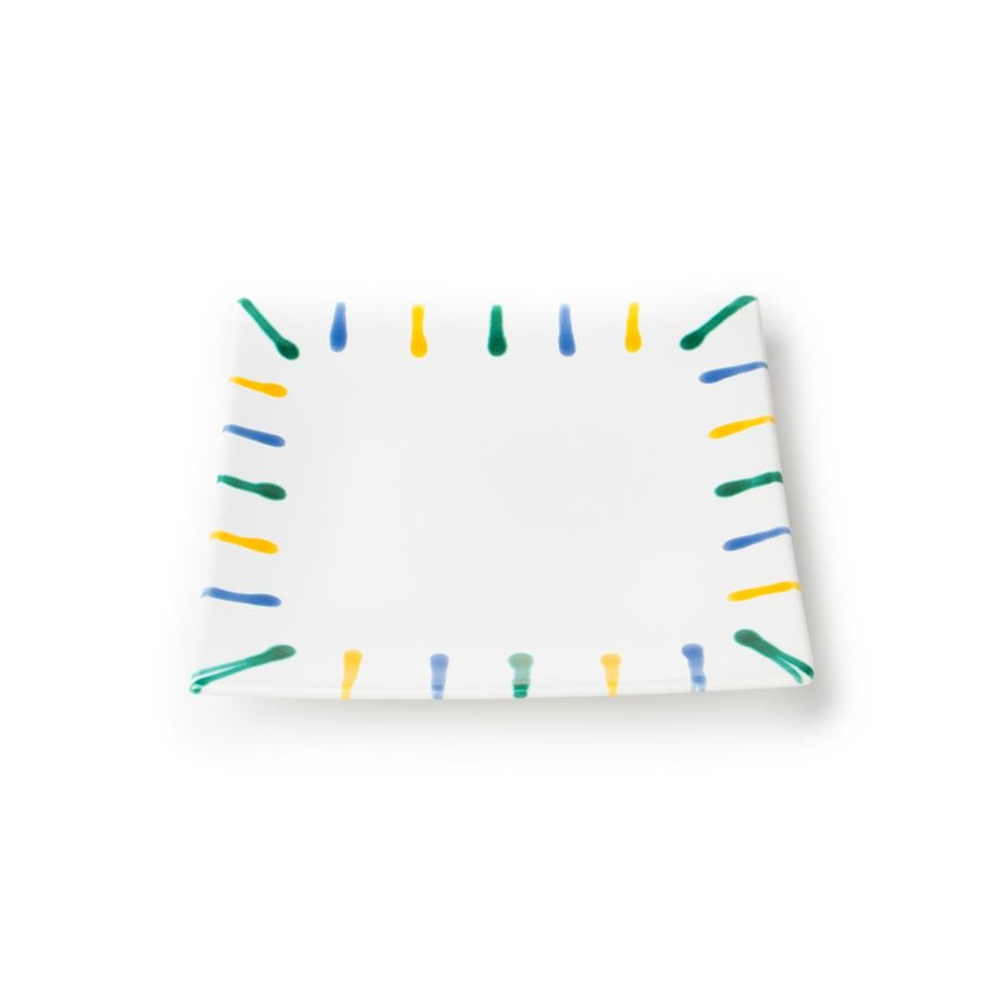 Gmundner Keramik Buntgeflammt Dessert plate / breakfast plate 20x20x2.6 cm