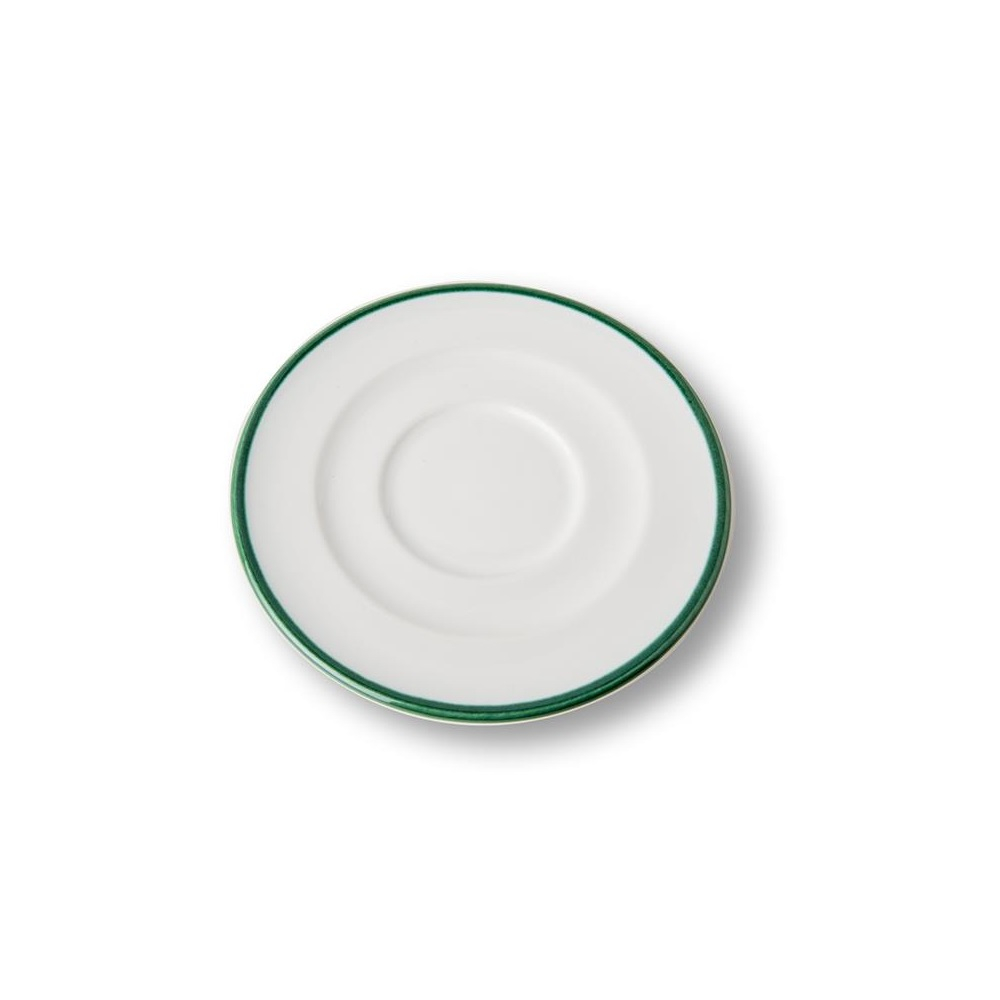 Gmundner Keramik Grüner Rand Cappuccino-Untertasse Gourmet d: 14 cm