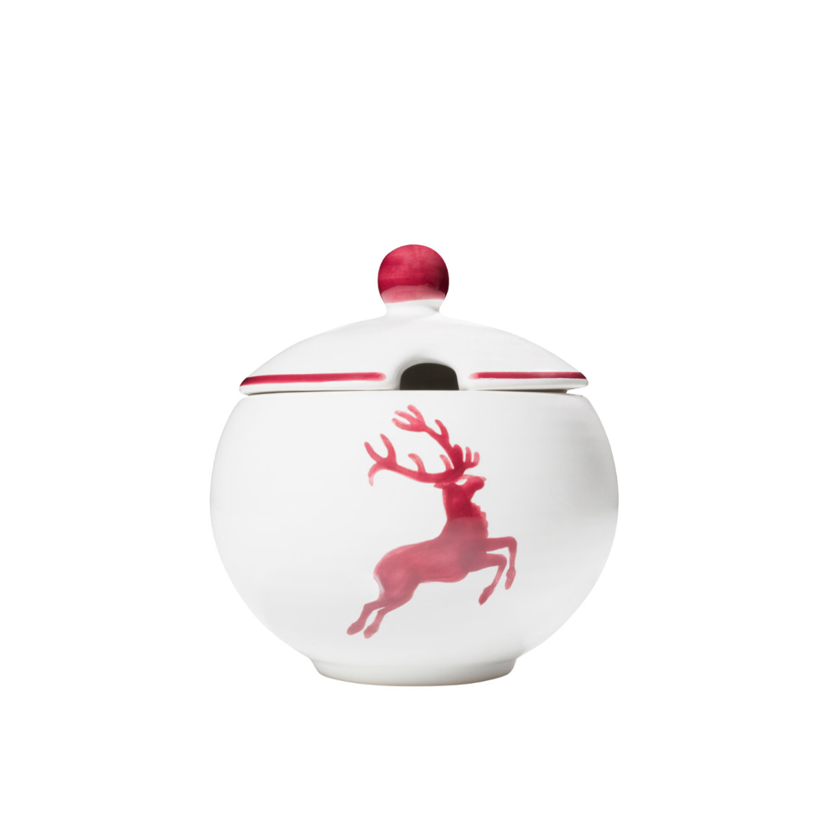 Gmundner Keramik Roter Hirsch Sugar bowl smooth with cutout d: 10 cm / h: 11 cm