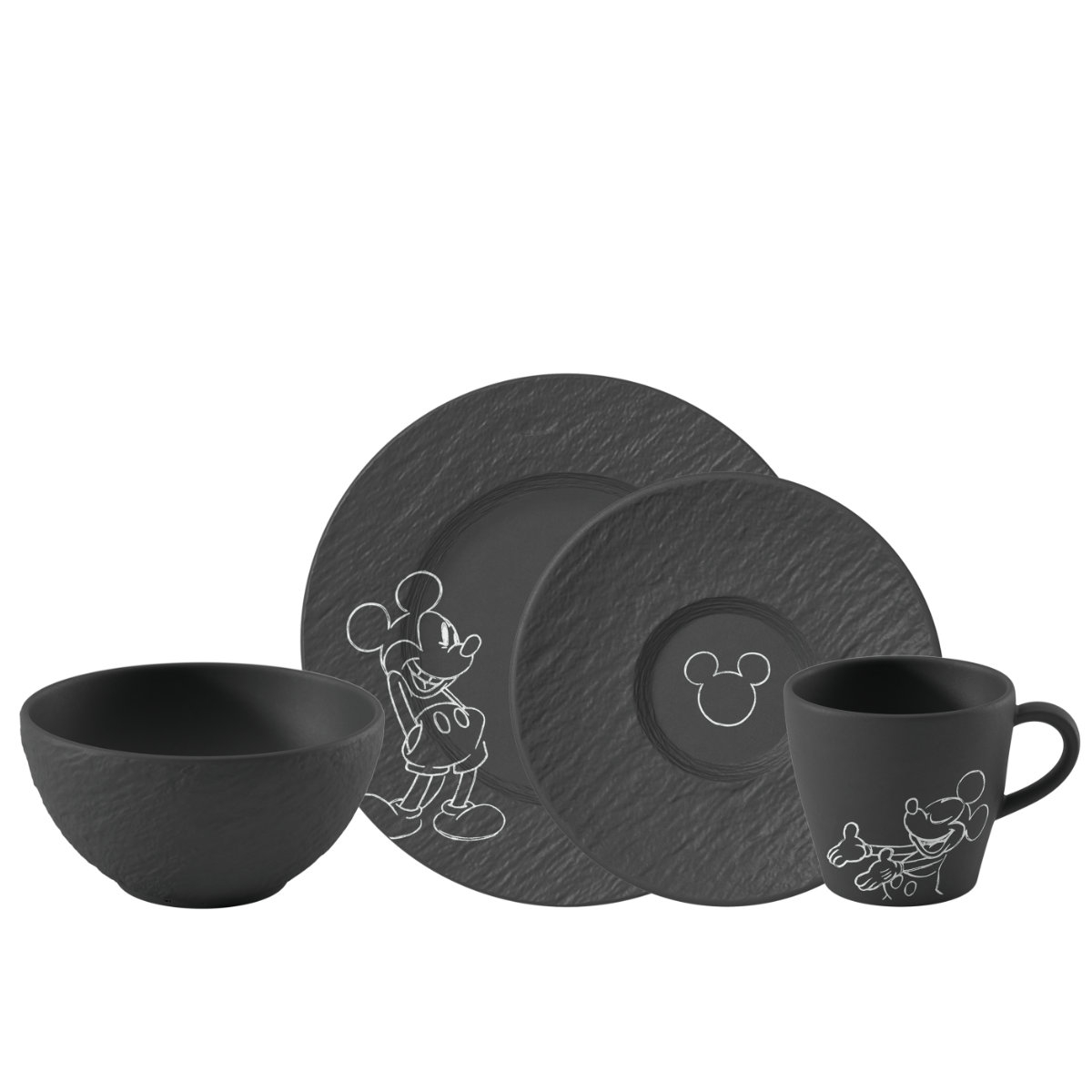 Villeroy & Boch Manufacture Rock Mickey Mouse Frühstücks-Set 4-tlg. im GK
