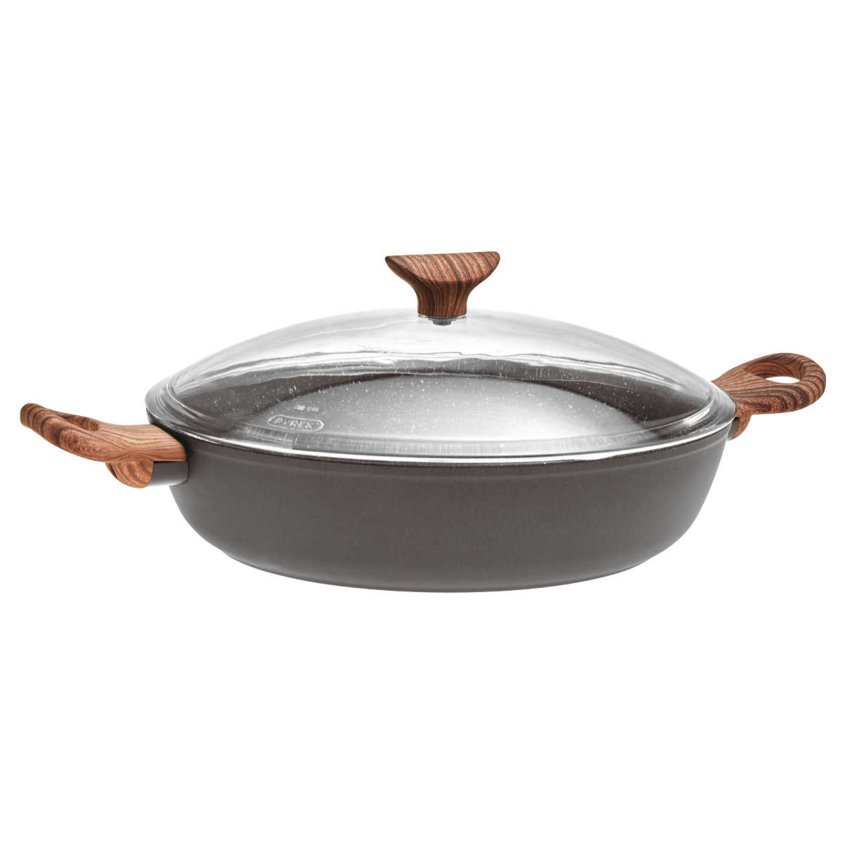 Sambonet Rock'n'Rose - Aluminium-Antihaft Servierpfanne mit Deckel Rock d: 28 cm / h: 6,8 cm / 3,6 L