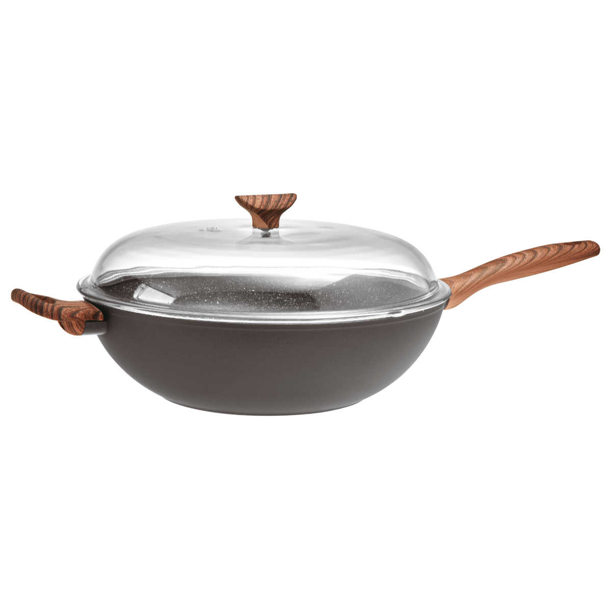 Sambonet Rock'n'Rose - Aluminium-Antihaft Spadella Wokpfanne mit Deckel Rock d: 32 cm/ h: 9,5 cm / 5,7 L