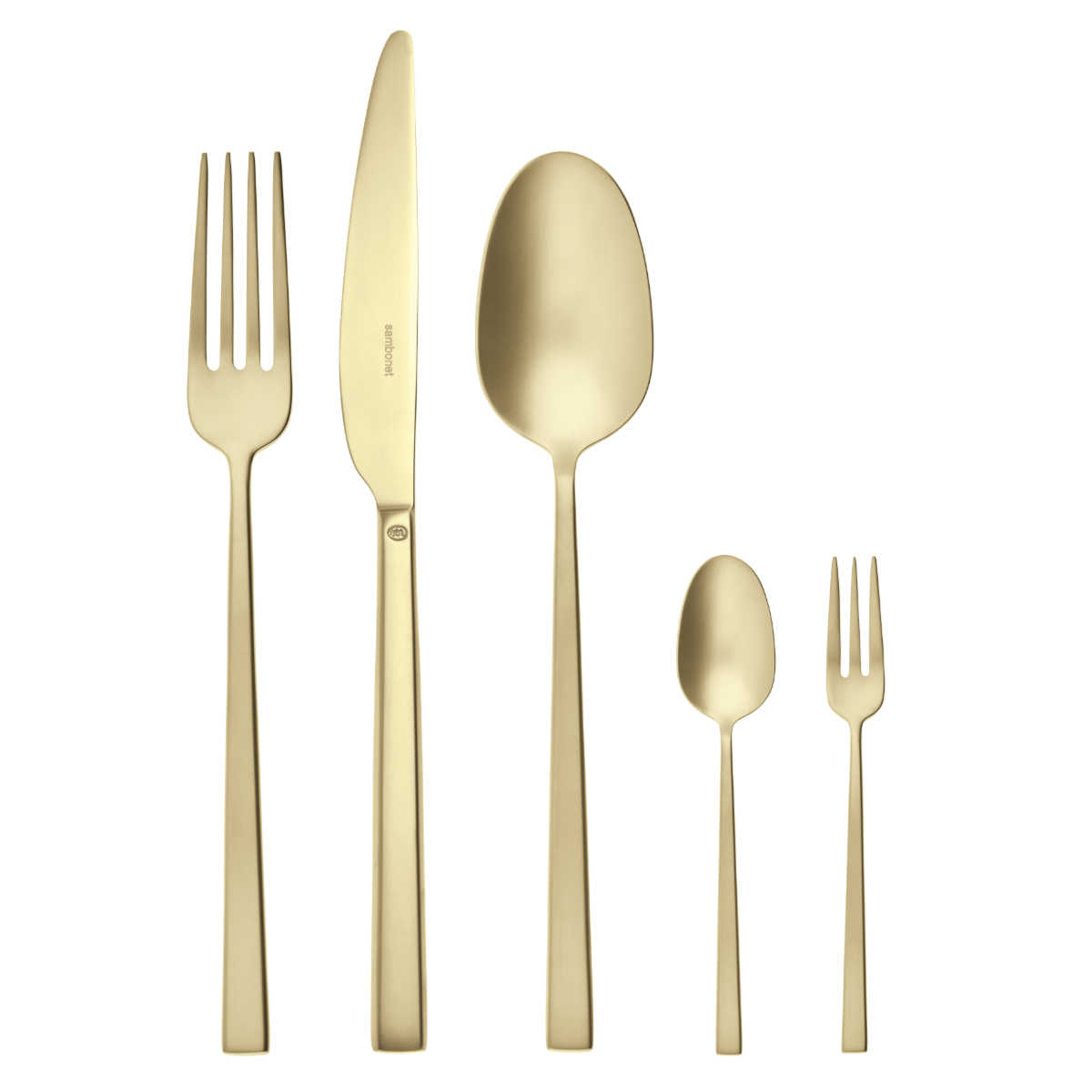 Sambonet Rock Antique - Edelstahl / PVD Champagner 60-piece cutlery set. Full tang / Monoblock
