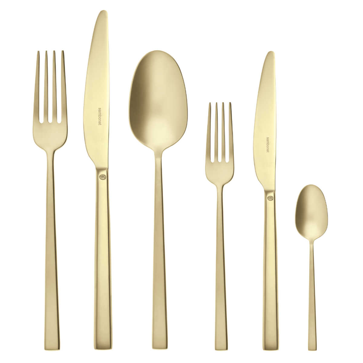 Sambonet Rock Antique - Edelstahl / PVD Champagner 36-piece cutlery set. Full tang / Monoblock