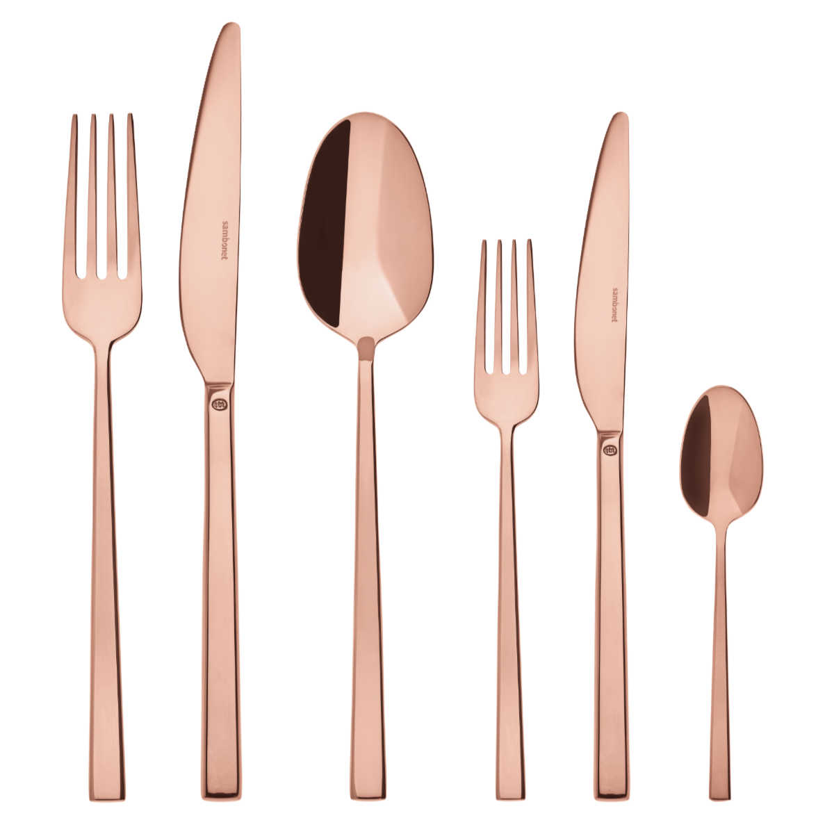 Sambonet Rock - Edelstahl / PVD Kupfer 36-piece cutlery set. Full tang / Monoblock