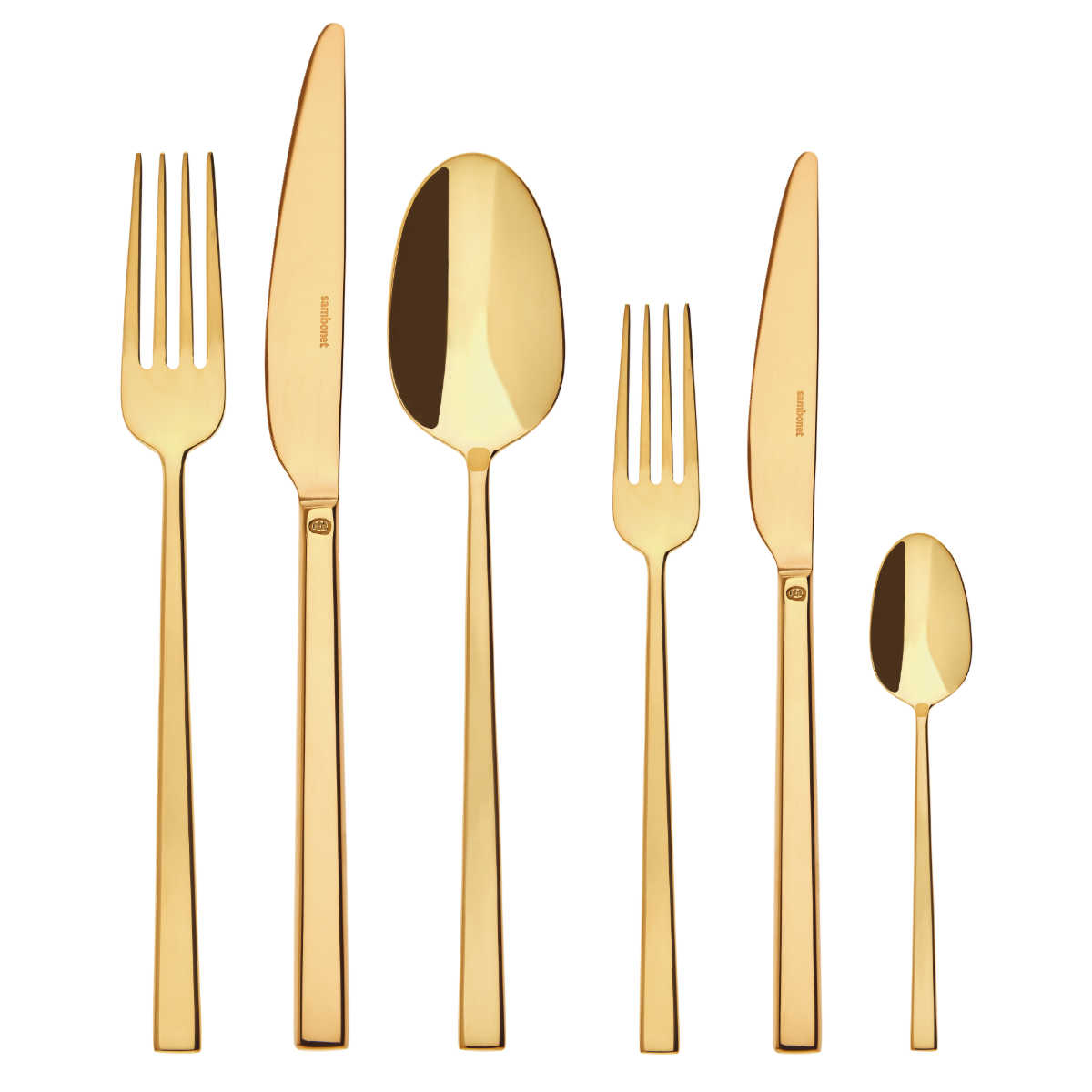 Sambonet Rock - Edelstahl / PVD Gold 36-piece cutlery set. Full tang / Monoblock