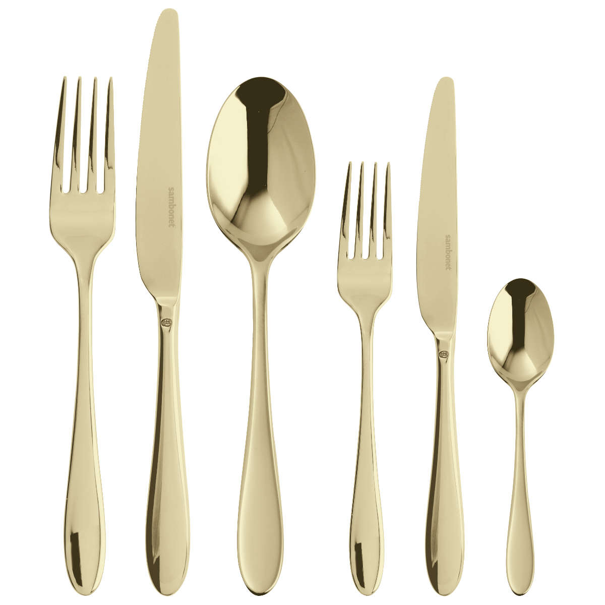 Sambonet Velvet - Edelstahl / PVD champagnerfarben Besteckset 36-tlg.
