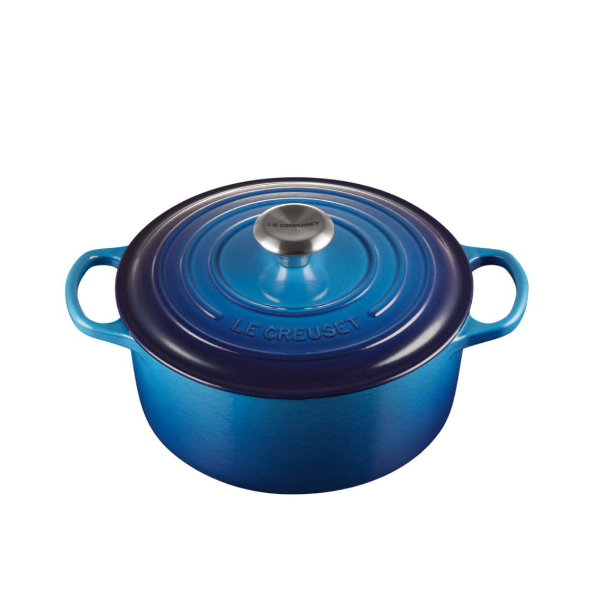 Le Creuset Bräter Signature rund Bräter rund azure blau 24 cm