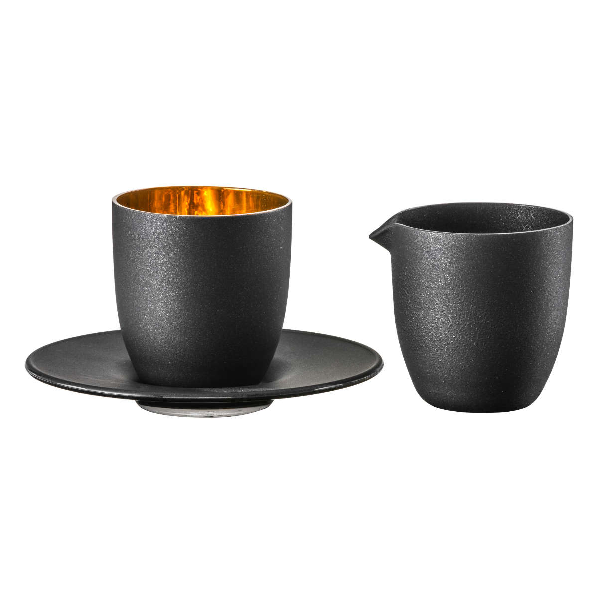 Eisch Cosmo schwarz gold Affogato al oro glass with jug set 2 pieces