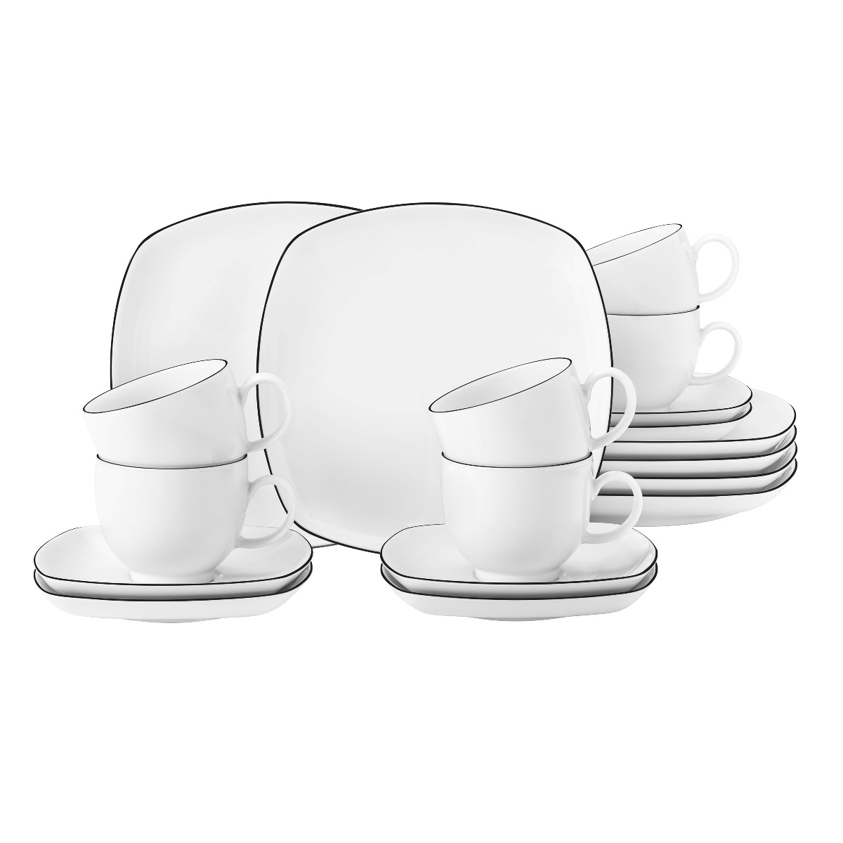 Seltmann Weiden Lido Black Line Square coffee set 18 pieces
