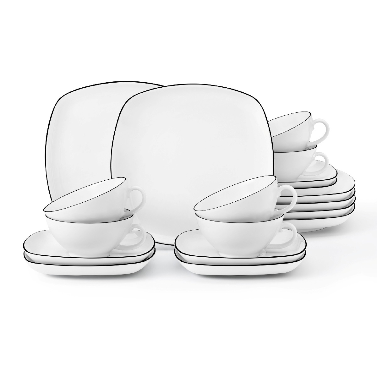 Seltmann Weiden Lido Black Line Square small tea set 18 pieces