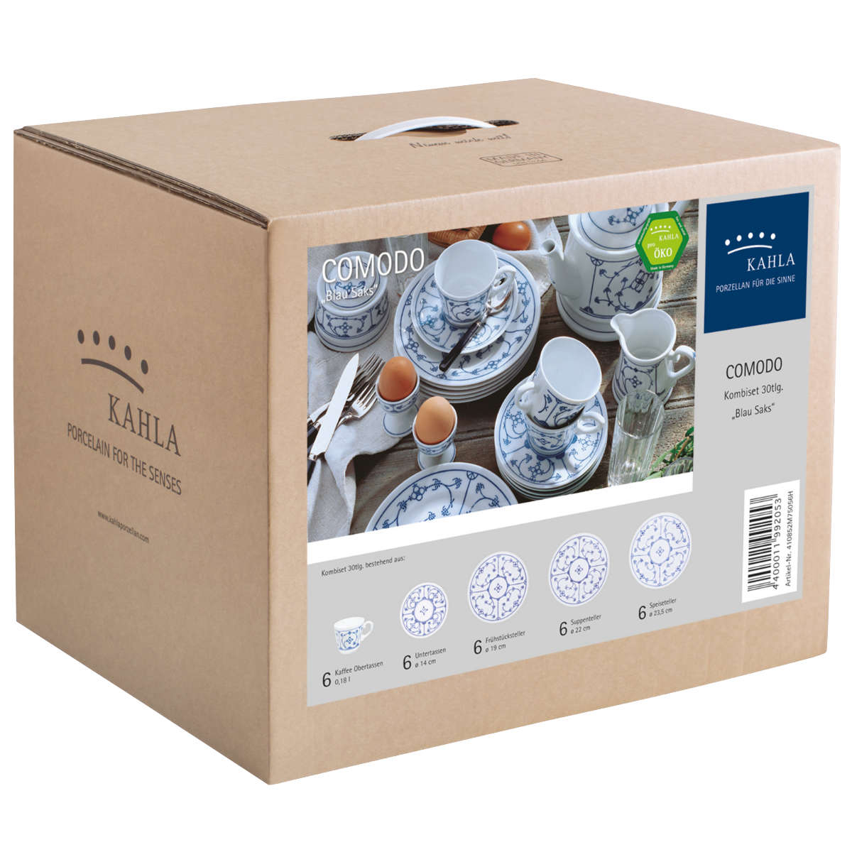 Kahla Blau Saks - Indisch Blau - Strohblumenmuster 30-piece dinnerware set