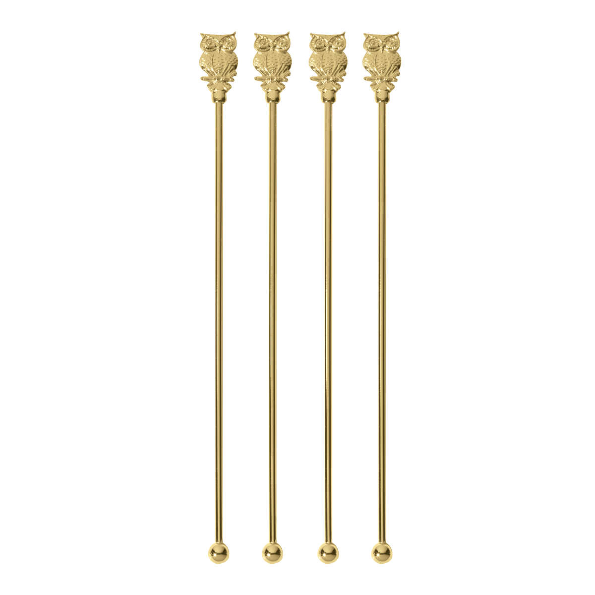 Sambonet Paderno Bar Utensils - Edelstahl / PVD Gold Cocktailrührer Eule Set 4-tlg. 18,5 cm Bar Utensils 41491G03