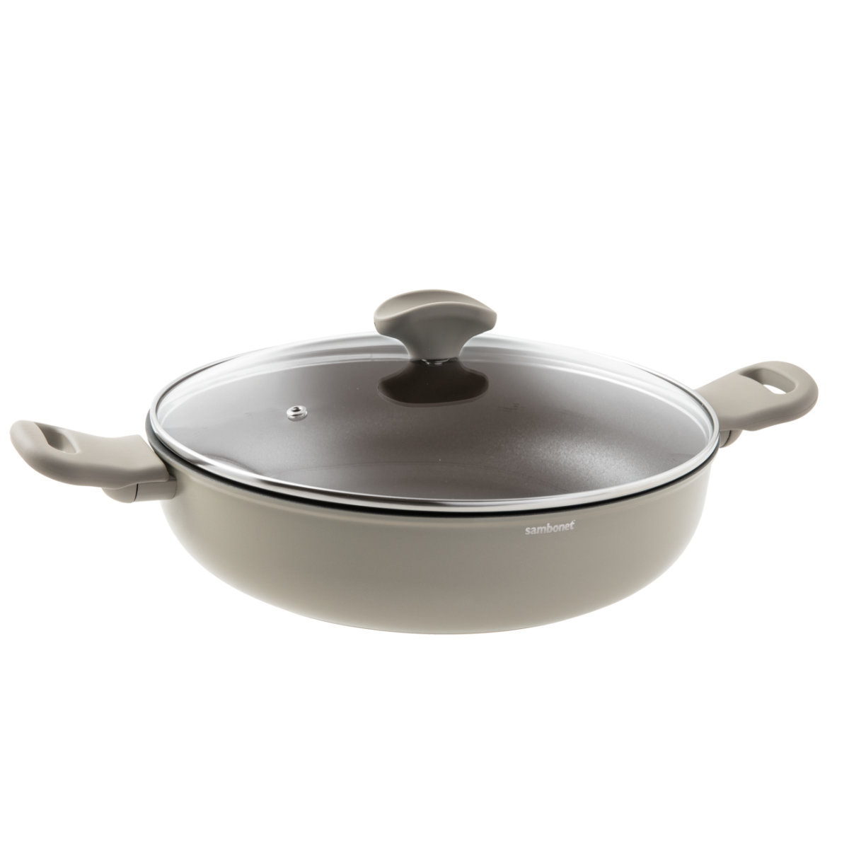 Sambonet Silver Force - Aluminium-Antihaft Servierpfanne mit Deckel 28 cm