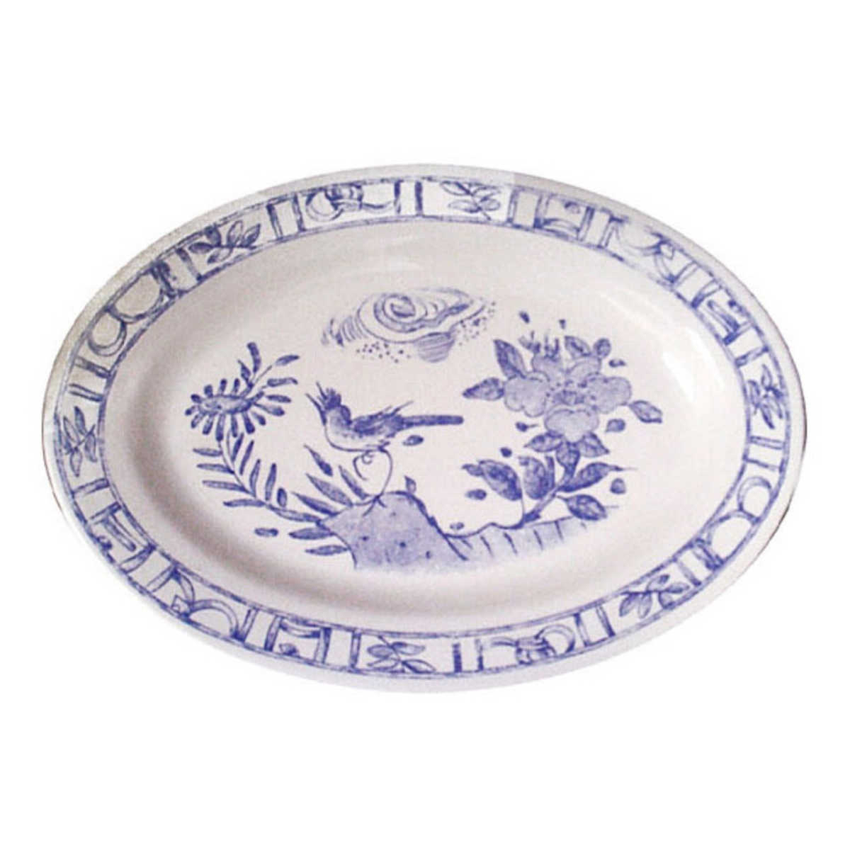 Gien Fayencerie Oiseau Bleu monochrome Овальная тарелка 37 x 26 см