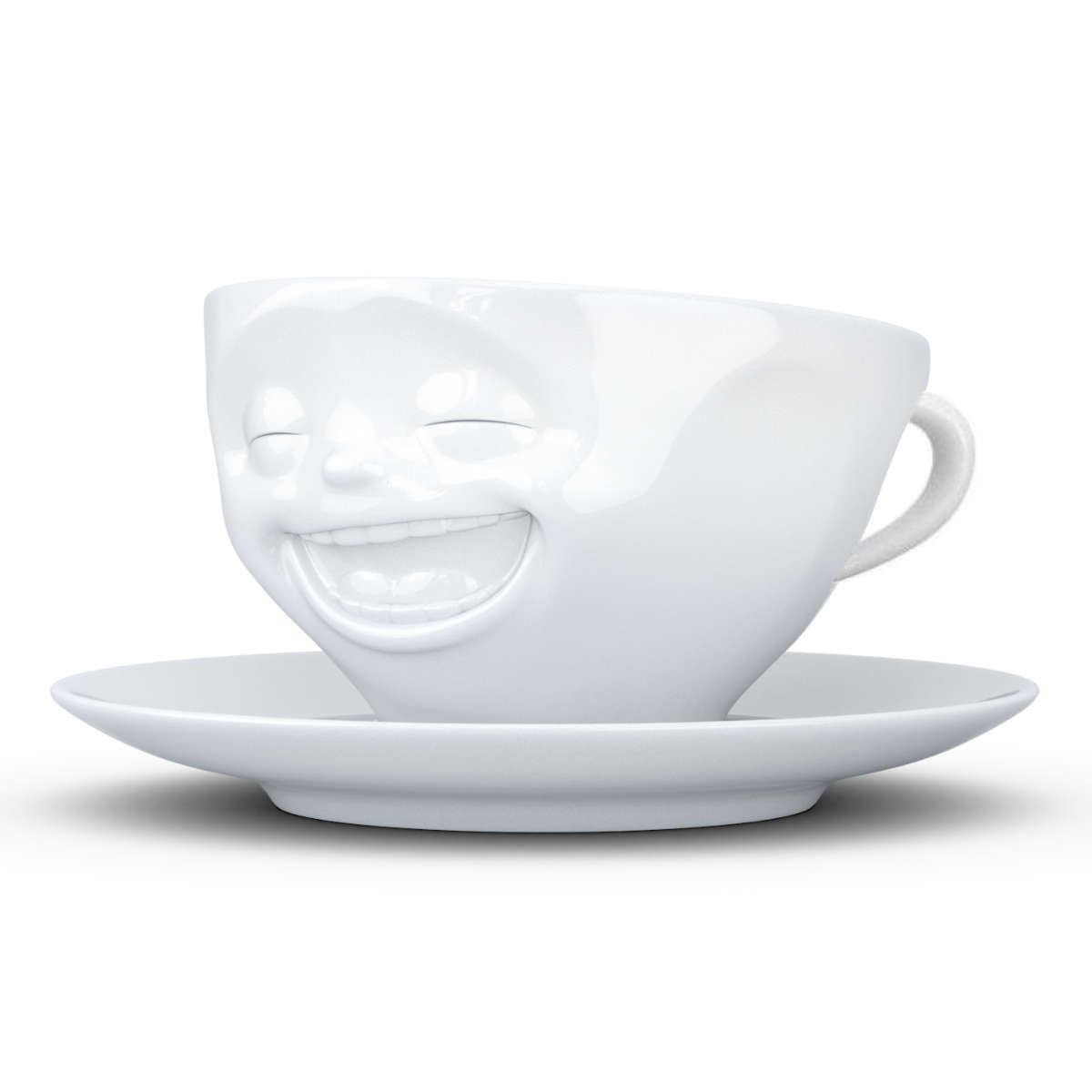 TV Tassen Kaffeetasse weiß lachend 0,20 L