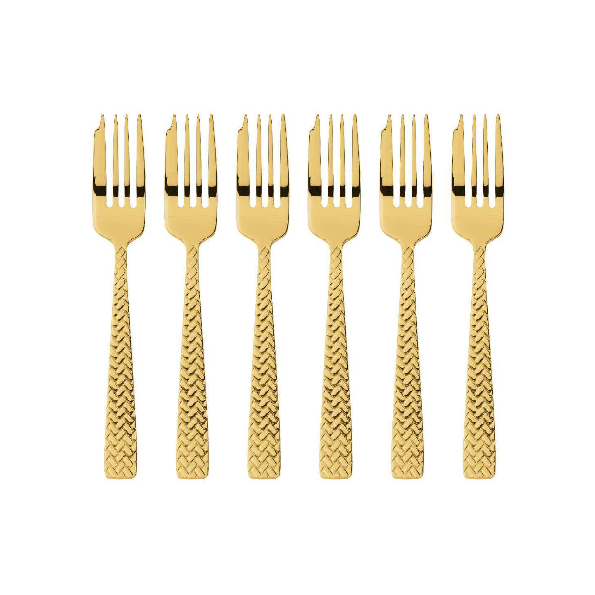 Sambonet Cortina Edelstahl PVD / Gold Set of 6 cake forks