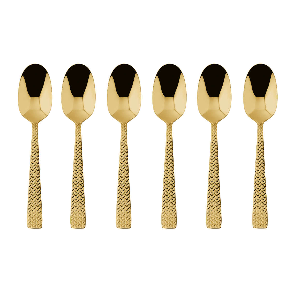 Sambonet Cortina Edelstahl PVD / Gold Set of 6 coffee spoons