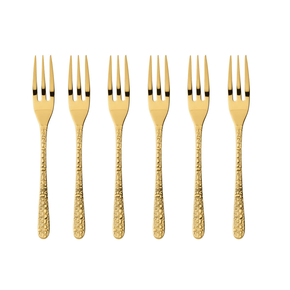 Sambonet Venezia Edelstahl PVD / Gold Set of 6 cake forks