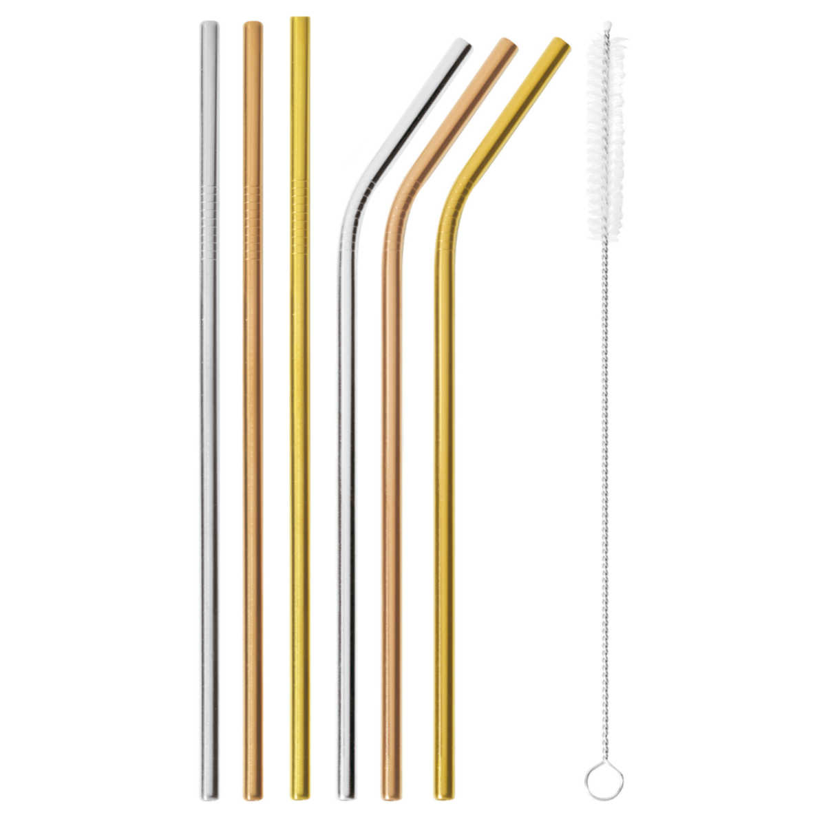 Sambonet Mix & Play 6-piece straw set with cleaning brush