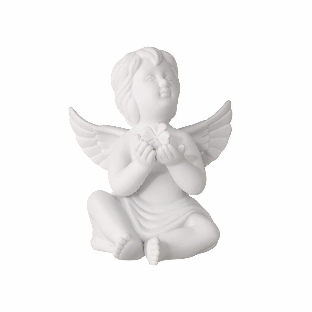 Rosenthal Engel mit Glücksklee mittel weiß matt 11 cm