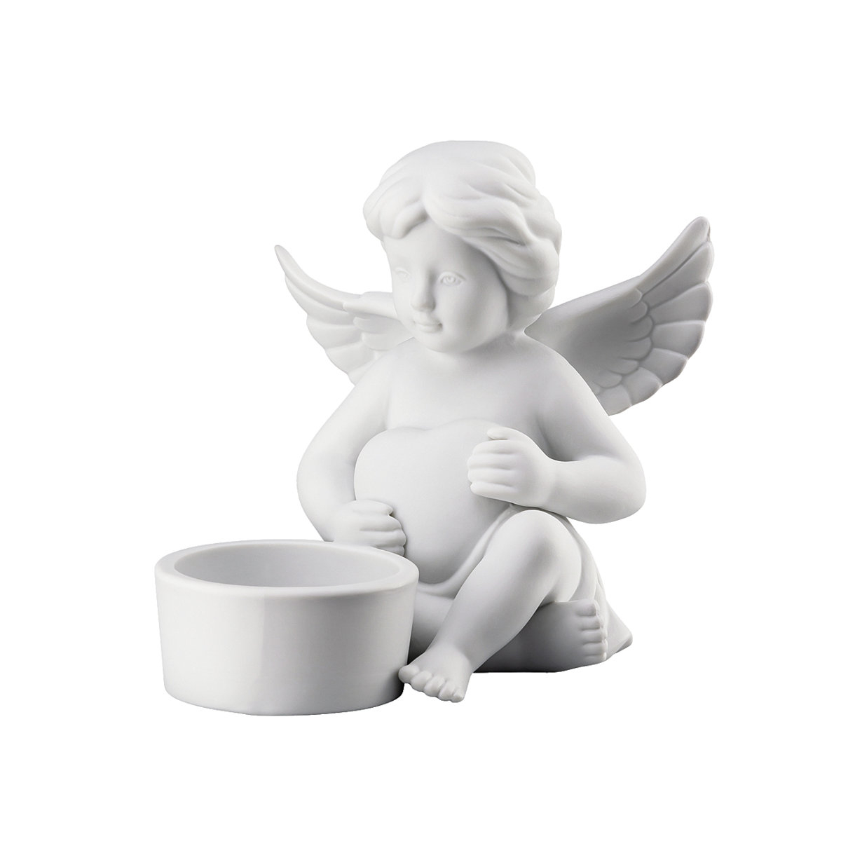 Rosenthal Engel-Tischlicht mit Herz weiß matt 10 cm Engel 69193-000102-90097