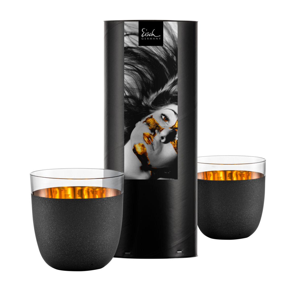 Eisch Cosmo schwarz gold 2-piece champagne set