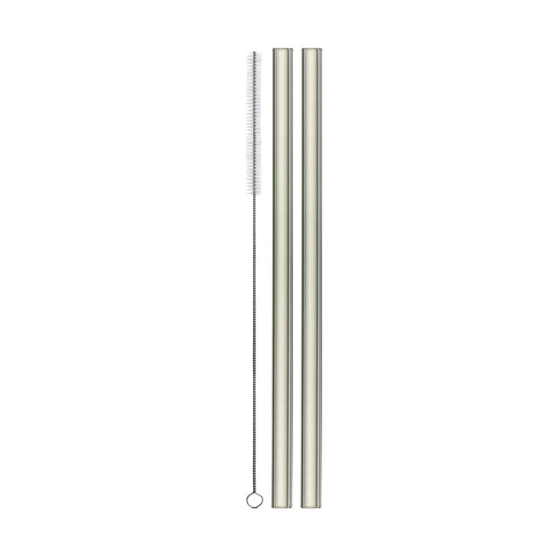 Eisch Gentleman Gray Glass Straw Set 2 pcs. with Cleaning Brush - in Gift Box l: 20 cm / d: 9 mm