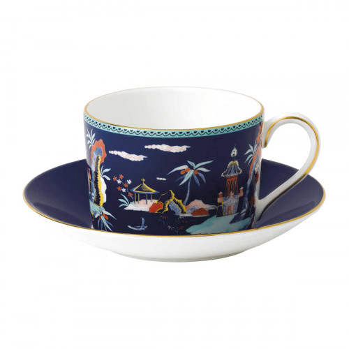 Wedgwood Wonderlust Teetasse Blue Pagoda 0,15 L mit Untertasse 14 cm 2-tlg.