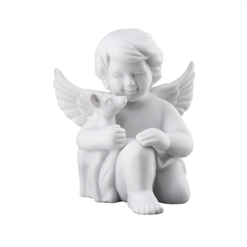 Rosenthal Engel mit Bambi groß weiß matt 14 cm