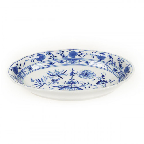 Meissen Zwiebelmuster kobaltblau - weißer Rand Beilagenschale oval 25 cm