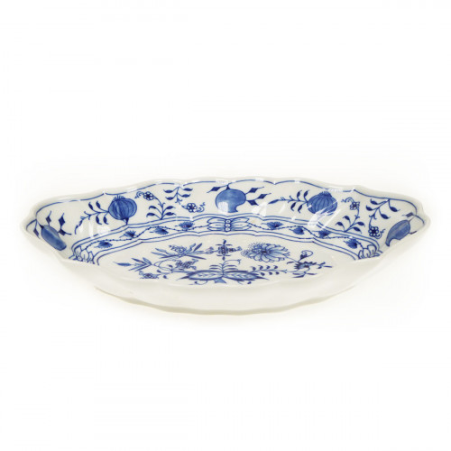 Meissen Zwiebelmuster kobaltblau - weißer Rand Beilagenschale oval 26x18 cm