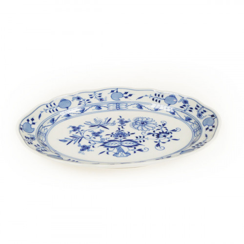 Meissen Zwiebelmuster kobaltblau - weißer Rand Platte oval 25 cm