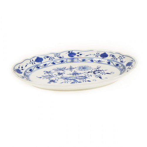 Meissen Zwiebelmuster kobaltblau - weißer Rand Platte oval 28,5 cm