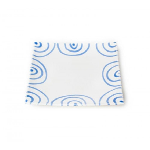 Gmundner Keramik Blaugeflammt Dessertteller / Frühstücksteller 20x20x2,6 cm