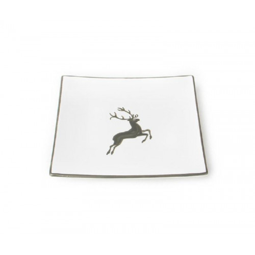 Gmundner Keramik Grauer Hirsch Dessertteller / Frühstücksteller 20x20x2,6 cm