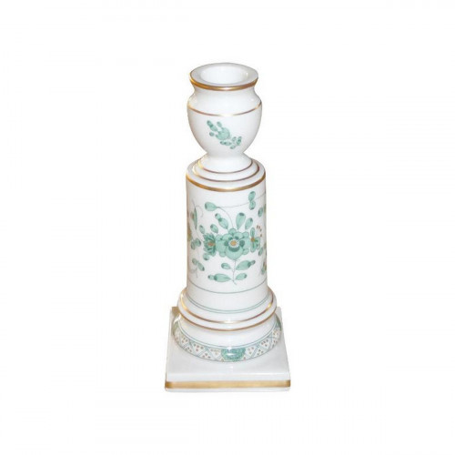 Meissen  'Neuer Ausschnitt - Indische Malerei grün Goldpunkte mit Goldrand' Leuchter 15 cm