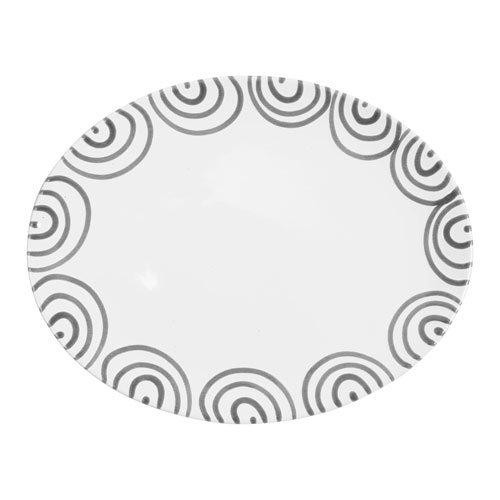 Gmundner Keramik Graugeflammt Platte oval 33x26x2,5 cm