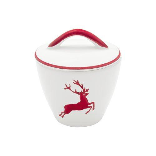 Gmundner Keramik Rubinroter Hirsch Zuckerdose Gourmet d: 9 cm / h: 10,5 cm