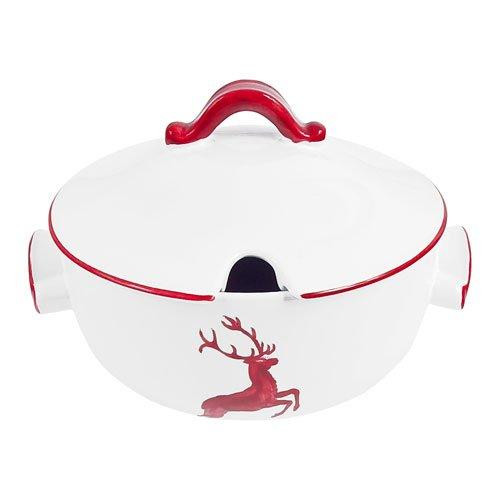Gmundner Keramik Rubinroter Hirsch Suppentopf glatt 2 L / h: 18 cm