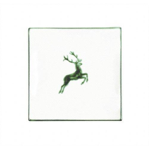 Gmundner Keramik Grüner Hirsch Dessertteller / Frühstücksteller 20x20x2,6 cm