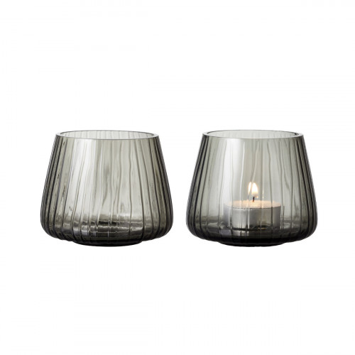 Bitz Kusintha - Glas smoke Teelichthalter Set 2-tlg. 