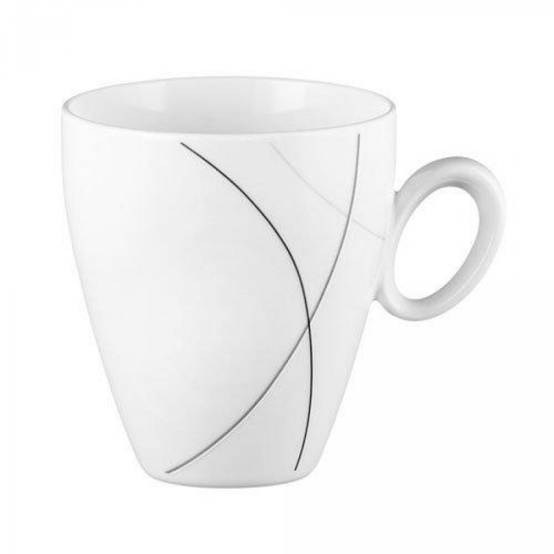 Seltmann Weiden Trio Highline Frühstücksset 6 Tassen | 390ml | Schwarz-graue Linien