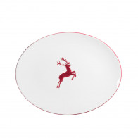 Gmundner Keramik Bordeauxroter Hirsch Platte oval 33x26x2,5 cm