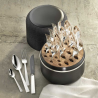 Robbe & Berking Riva - 150 g versilbert The Box inklusive 24-tlg. Menübesteck-Set Frozen Black