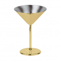 Sambonet Paderno Bar Utensils - Edelstahl / PVD Gold Martinischale / Cocktailschale h: 16,5 cm / 200 ml