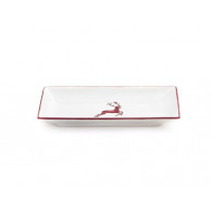 Gmundner Keramik Bordeauxroter Hirsch Snackschale 22x11x2,7 cm