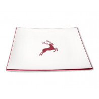 Gmundner Keramik Bordeauxroter Hirsch Speiseteller 26x26x2,2 cm