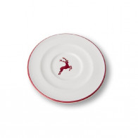 Gmundner Keramik Bordeauxroter Hirsch Cappuccino-Untertasse Gourmet d: 14 cm